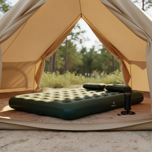 Colchón Inflable + Inflador + Almohada 2 Plazas