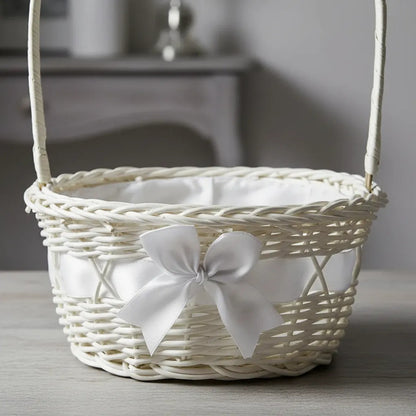 Canasta De Mimbre Blanco 23 cm