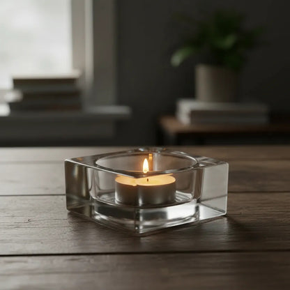 Base De Vidrio Cuadrada Para Velas