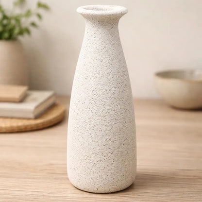 Florero De Cerámica Efecto Arena Con Cuello 19,5cm