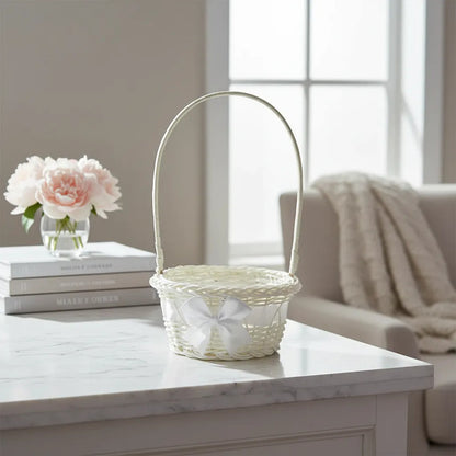 Canasta De Mimbre Blanco 22 cm