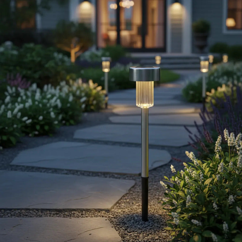 Lampara Luz Solar Para Jardín Blanco Frio