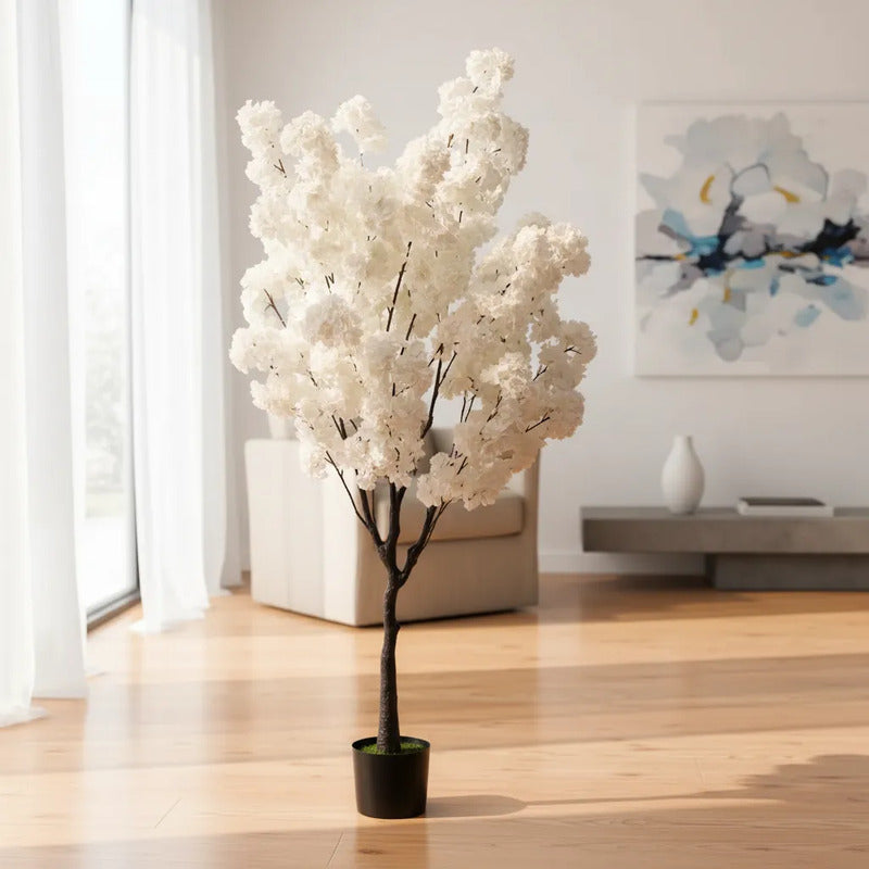 Árbol Artificial Cerezo Frondoso Con Maceta