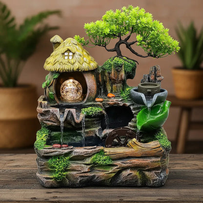 Fuente De Agua Casita Choza Y Esfera