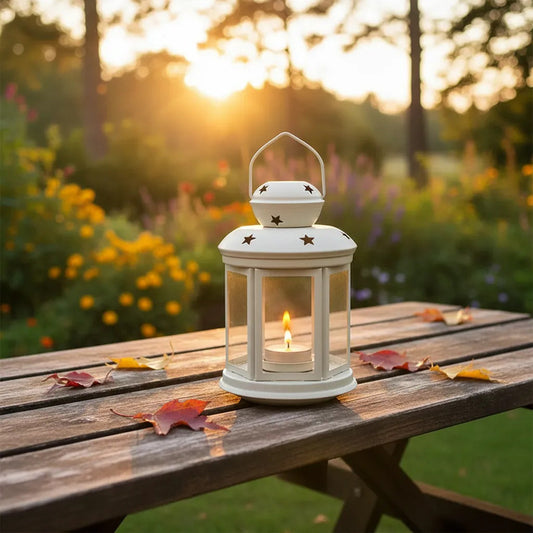 Farol De Metal Porta Vela Estrellitas