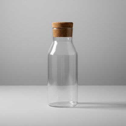 Botella De Vidrio Con Tapa De Corcho 22 X 9 cm