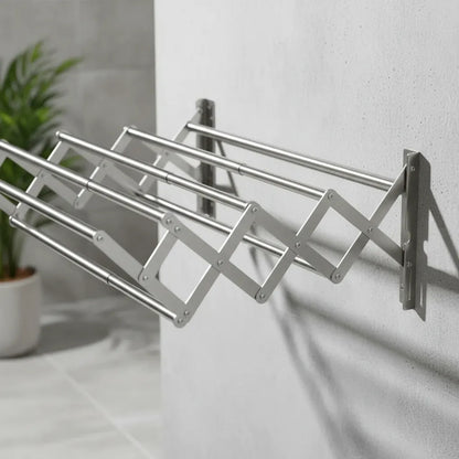 Tendedero De Aluminio Inoxidable Plegable Pared 80 X 80 Cm Plateado