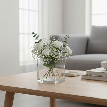 Florero Cubo De Vidrio