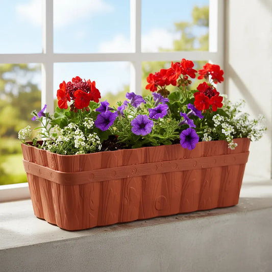 Jardinera Plástica Terracota Con Ondas