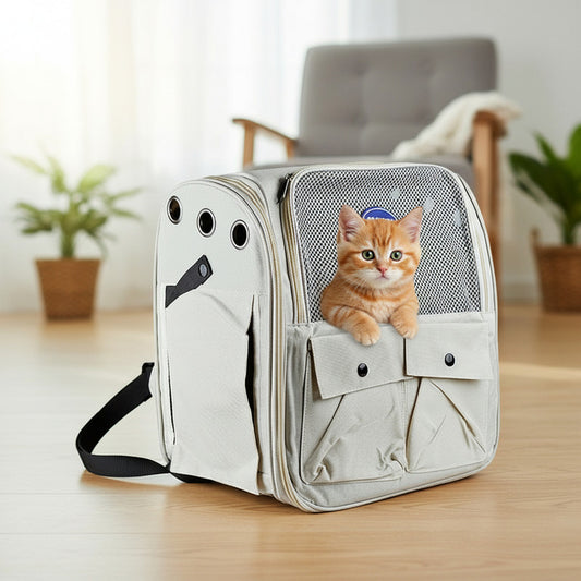 Mochila Transportadora Para Mascota Con Bolsillos 35 X 36 cm