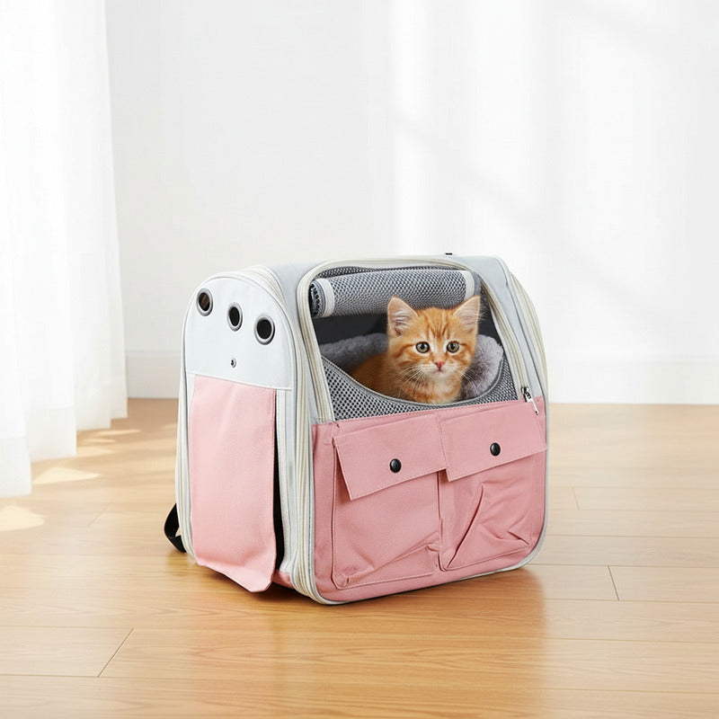 Mochila Transportadora Para Mascota Con Bolsillos 35 X 36 cm