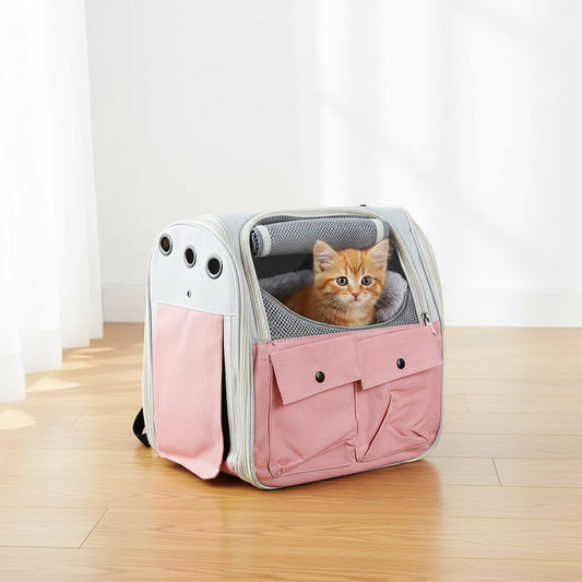 Mochila Transportadora Para Mascota Con Bolsillos 35 X 36 cm