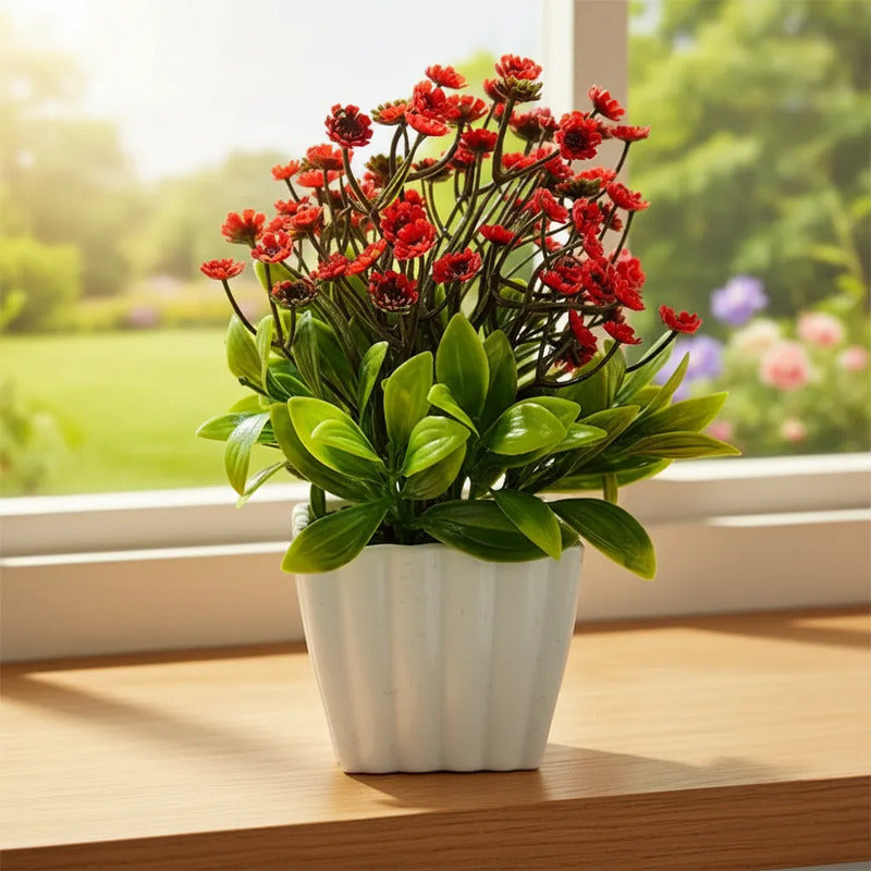Mini Clavel Artificial En Maceta