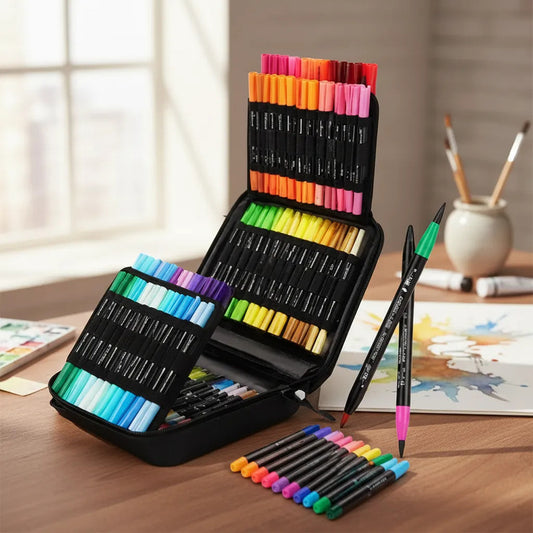 Set De Marcadores Doble Punta Con Estuche