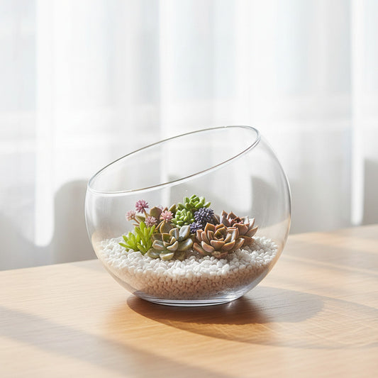 Florero De Vidrio Tipo Pecera 13,5 cm