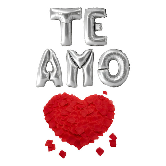 Globos Te Amo 41cm + 100 Pétalos De Rosa