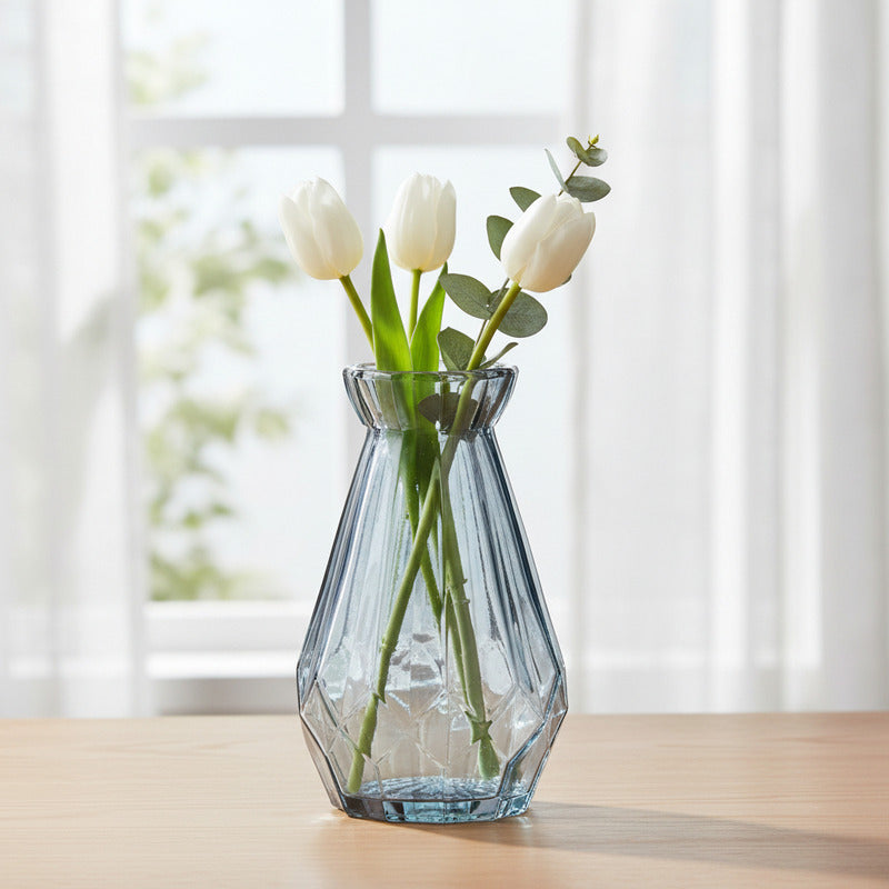 Florero De Vidrio Geométrico Con Cuello 15 cm