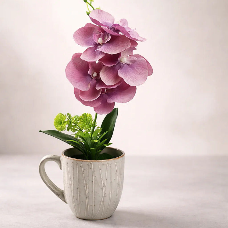 Planta Artificial Orquídea En Taza