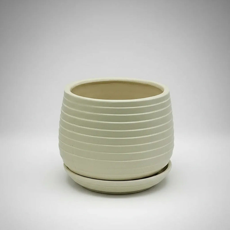 Maceta Redonda De Cerámica Con Plato 11 cm