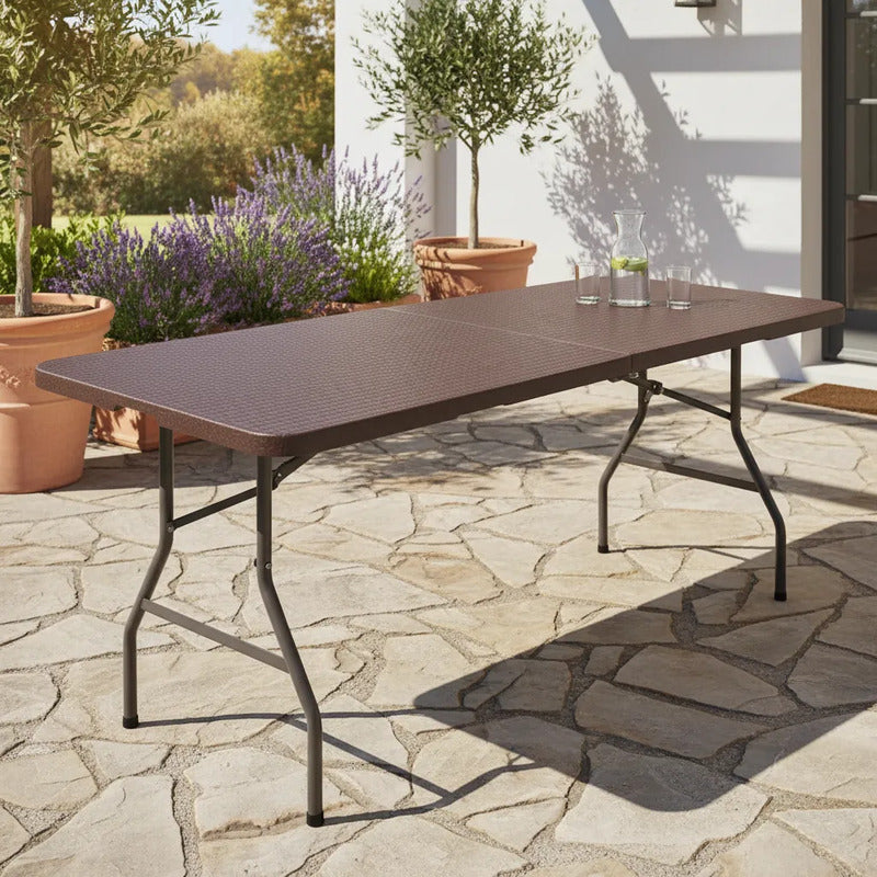 Mesa Plegable Tipo Valija Ratán Pvc