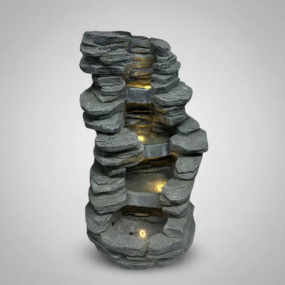 Fuente De Agua Grande Piedras Con Luz