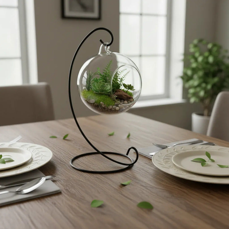 Esfera De Vidrio Colgante Con Soporte