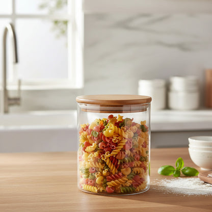 Frasco De Vidrio Con Tapa Bambú 10,5cm - 650 ml