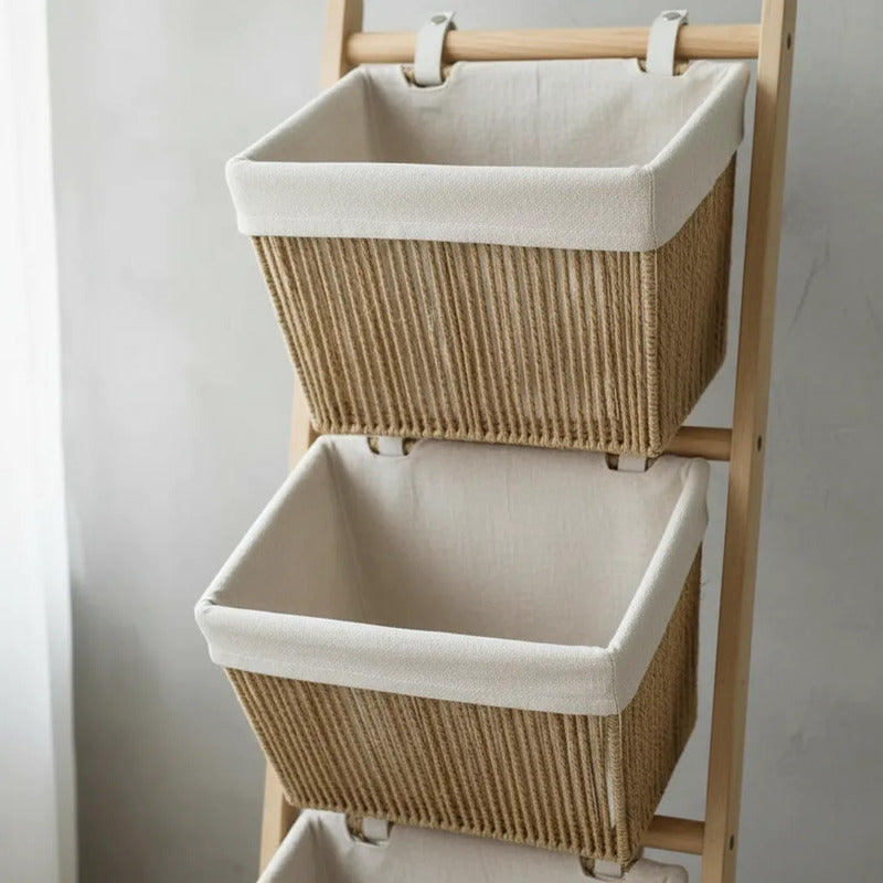Organizador Cestas Con Soporte De Madera 1,02mts