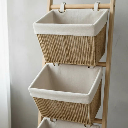 Organizador Cestas Con Soporte De Madera 1,02mts