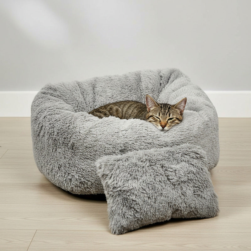 Cama Peluda Para Mascota Con Almohadón 45 X 20 cm