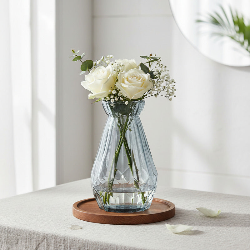 Florero De Vidrio Geométrico Con Cuello 15 cm