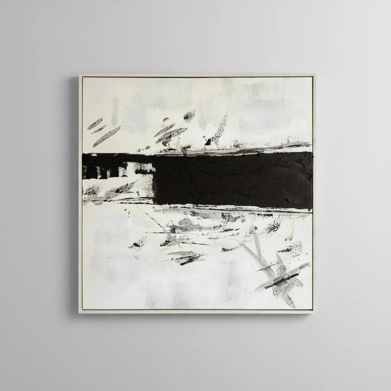 Cuadro Abstracto Negro Sobre Beige