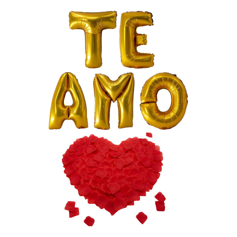 Globos Te Amo 41cm + 100 Pétalos De Rosa