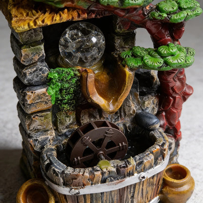 Fuente De Agua Diseño Árbol, Esfera Y Rueda