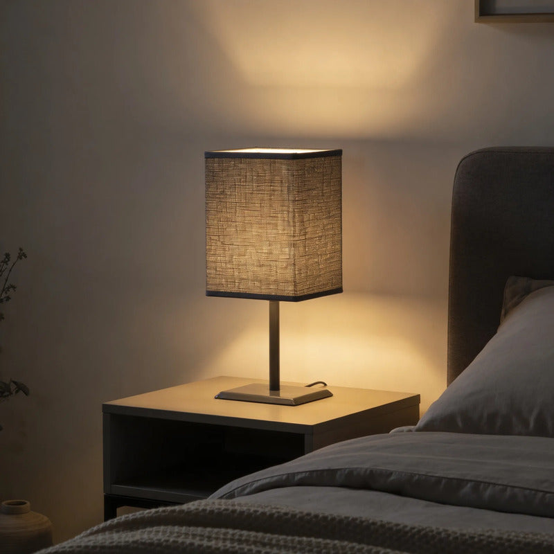 Lampara De Mesa Con Pantalla Gris 26cm Gris