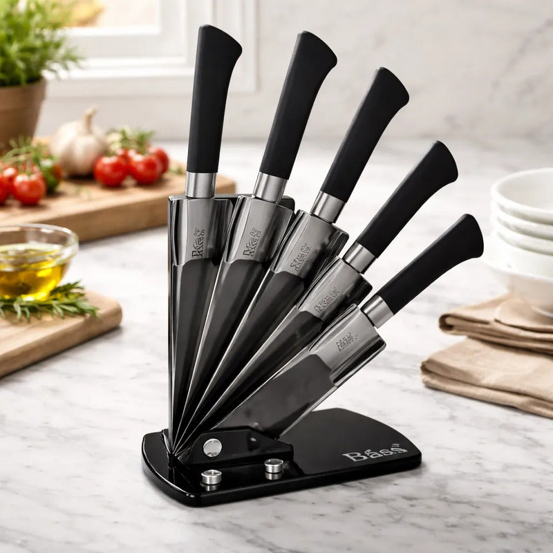 Set De 5 Cuchillos Báss En Acero Inoxidable Ergonómicos