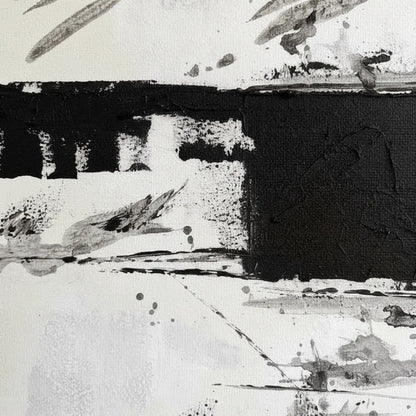 Cuadro Abstracto Negro Sobre Beige