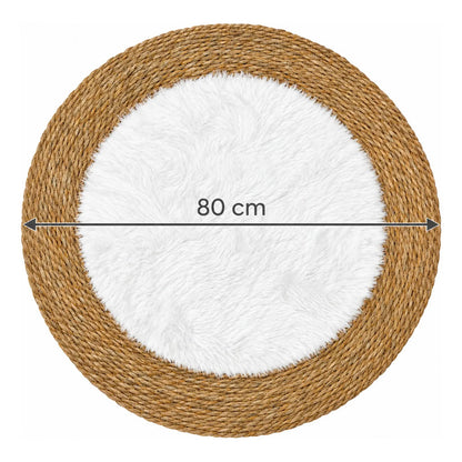 Alfombra Redonda de Fibra Natural y Pelo Sintético