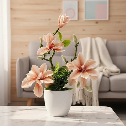 Planta Artificial De Magnolias En Maceta