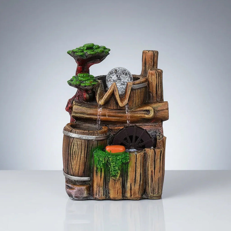 Fuente De Agua Diseño Barril Esfera Y Rueda