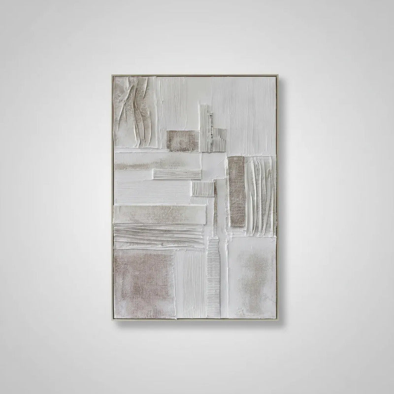 Cuadro Abstracto Decorativo Blanco Y Beige