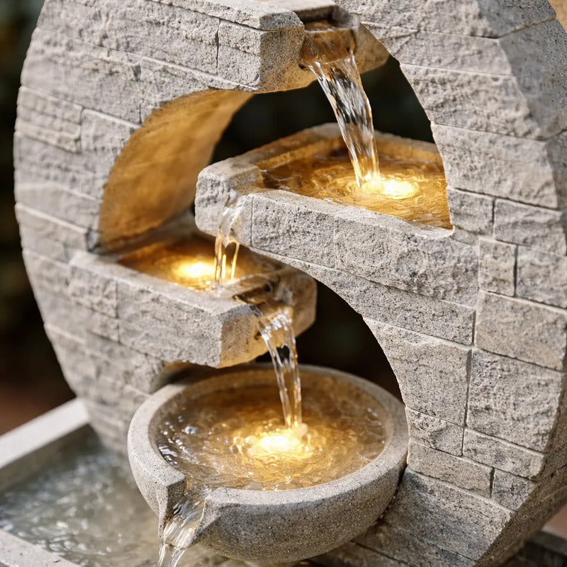 Fuente De Agua Minimalista Grande Con Luz 5 Caídas