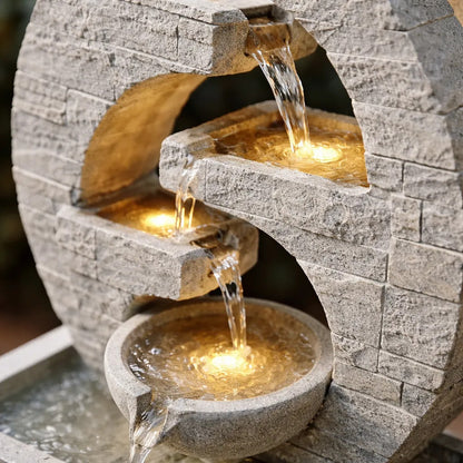 Fuente De Agua Minimalista Grande Con Luz 5 Caídas