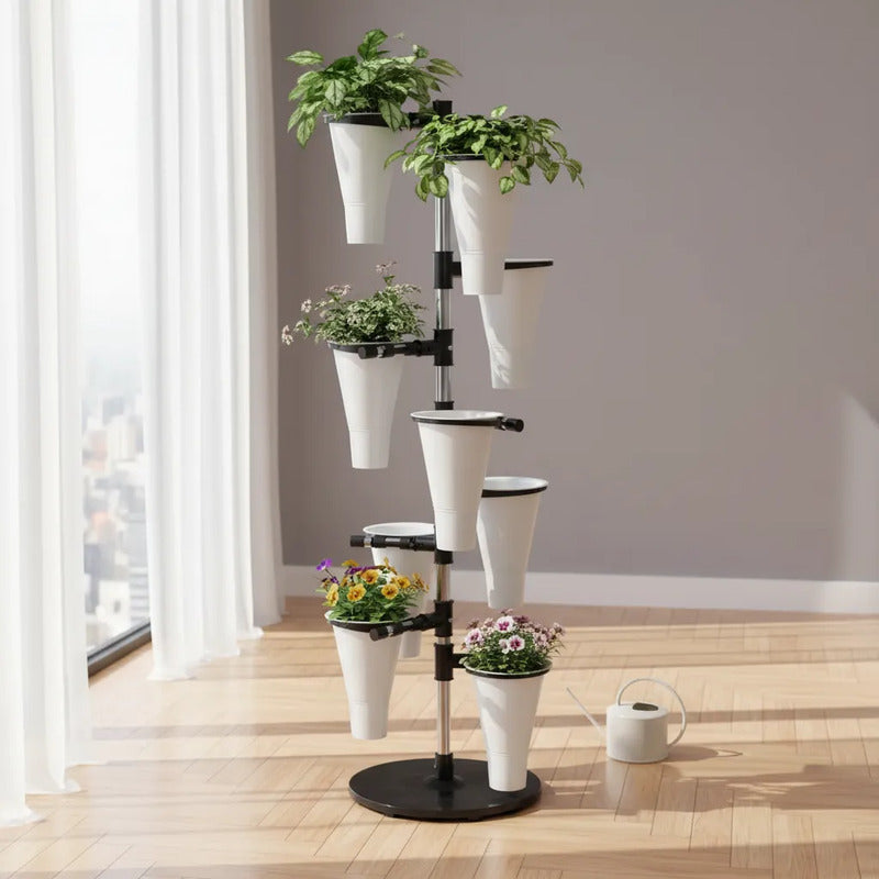 Exhibidor De Flores Con 9 Floreros