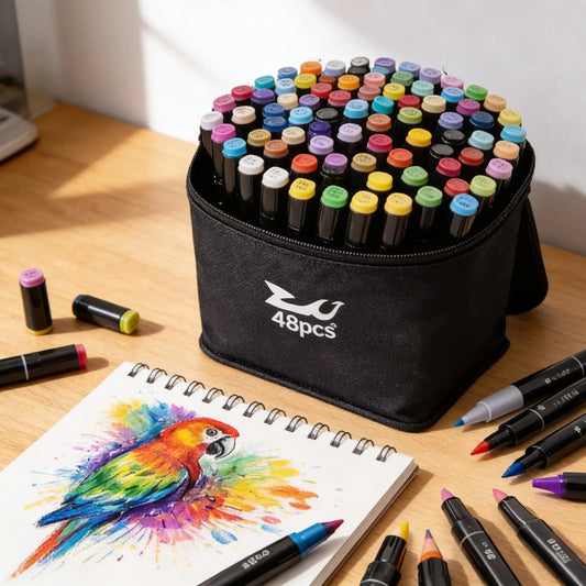 Set De Marcadores Doble Punta Con Estuche