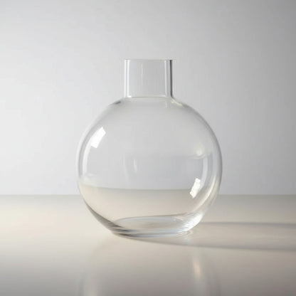 Florero De Vidrio Diseño Bola Con Cuello 25cm