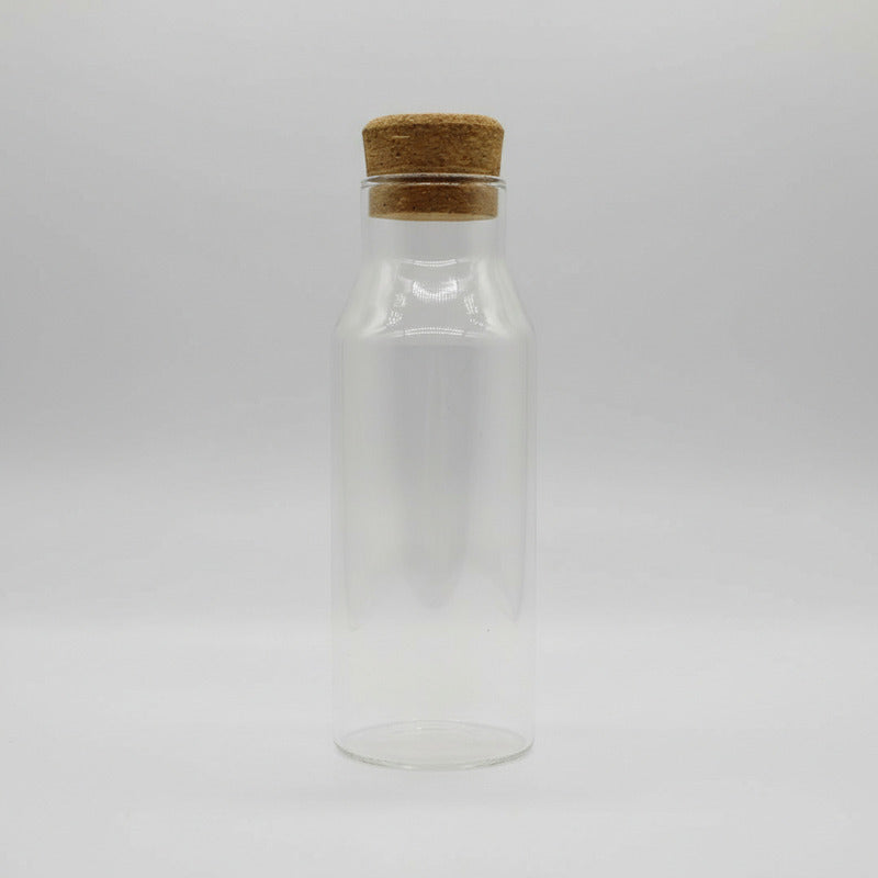 Botella De Vidrio Con Tapa De Corcho 28 X 9 cm