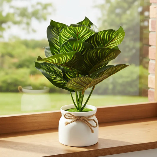 Planta Artificial Hoja De Tortuga En Maceta