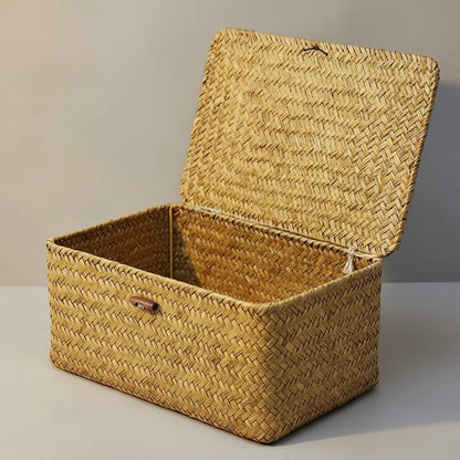 Canasto Ratán Con Tapa 12 X 29 cm
