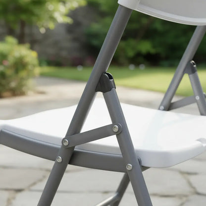 Silla Plegable De Metal Y Pvc Blanca